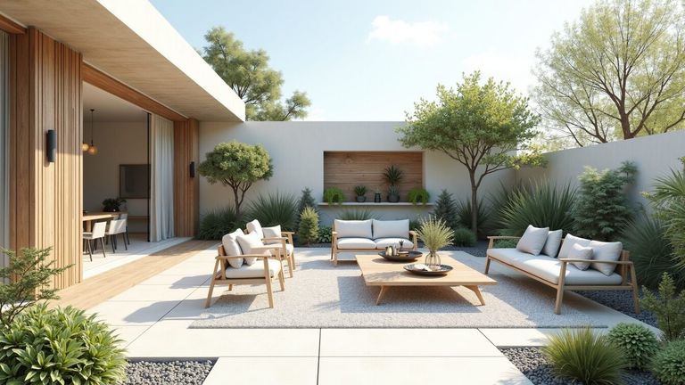 Aménagement extérieur : 15 idées jardin et terrasse en 2026 : Aménagement extérieur moderne : matériaux et structure minimaliste