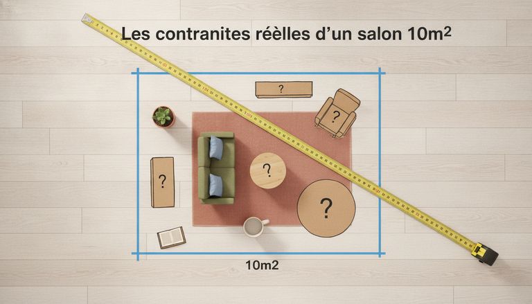 Aménagement petit salon 10m2 : toutes les astuces : Les contraintes réelles d'un salon 10m2
